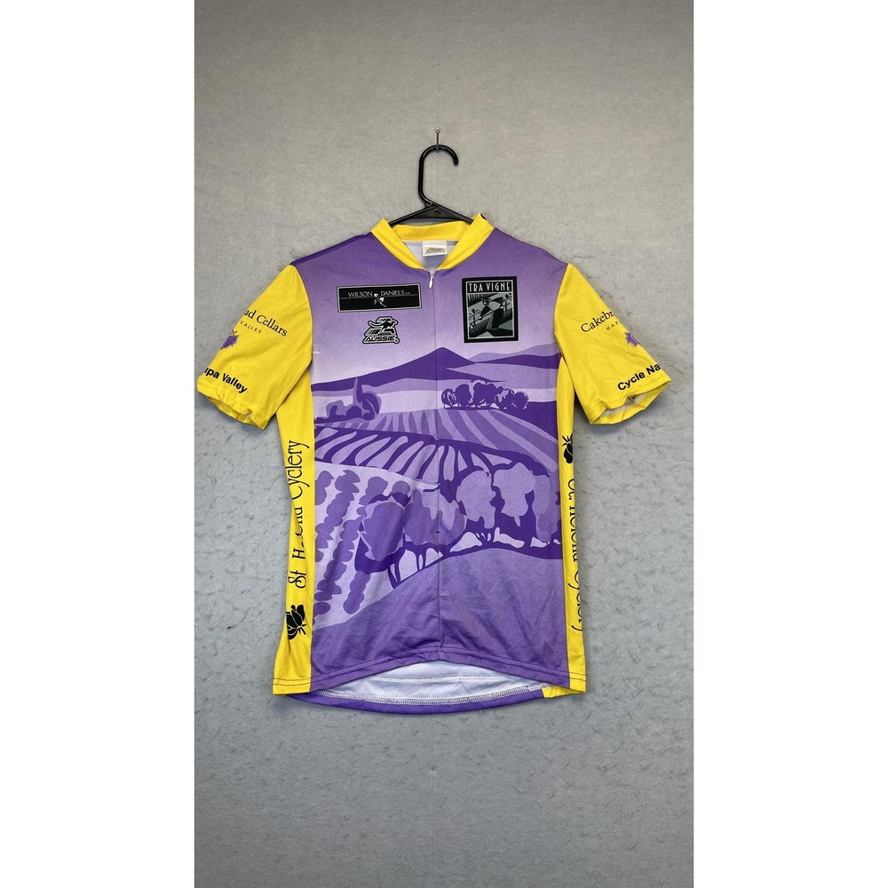 Cycle Napa Valley Cycling Jersey Mens Small Purple‎ Yellow Aussie Club Cut Bike